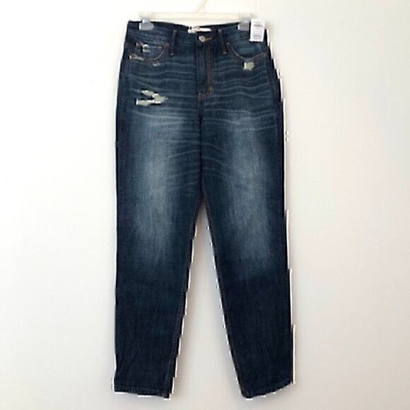 NEW NWT HOLLISTER Dark Wash Ripped Skinny Distressed Ripped Denim Jeans 3 W26 26 - Picture 1 of 7